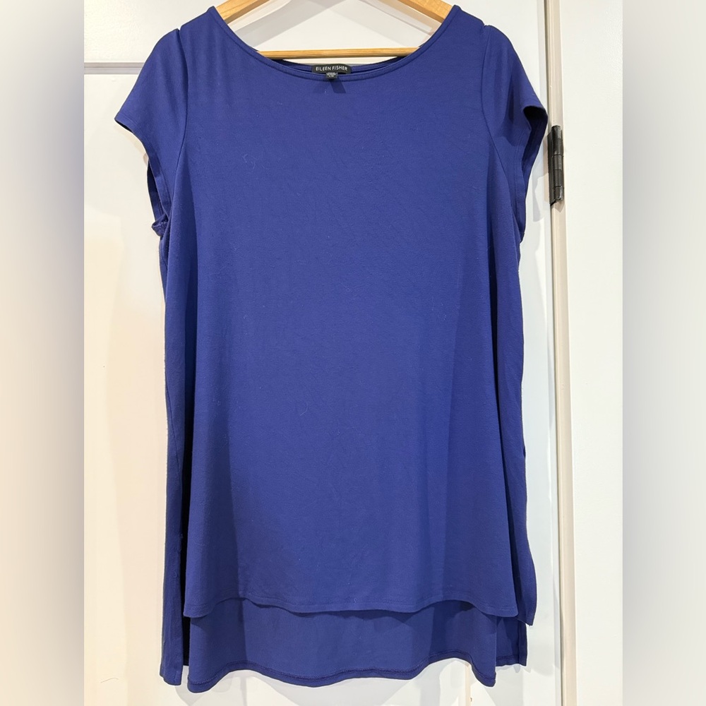 Eileen Fisher Bateau Neck Tunic in Royal Blue